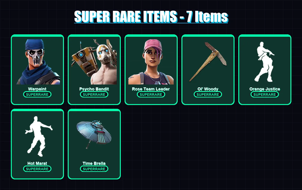 [PC/PSN] | Warpaint | Psycho Bandit | Rose Team Leader | DJ Bop | Frozen Love Ranger | 257 skin | 271 pickaxe | 270 emote | 168 glider | Lv1884