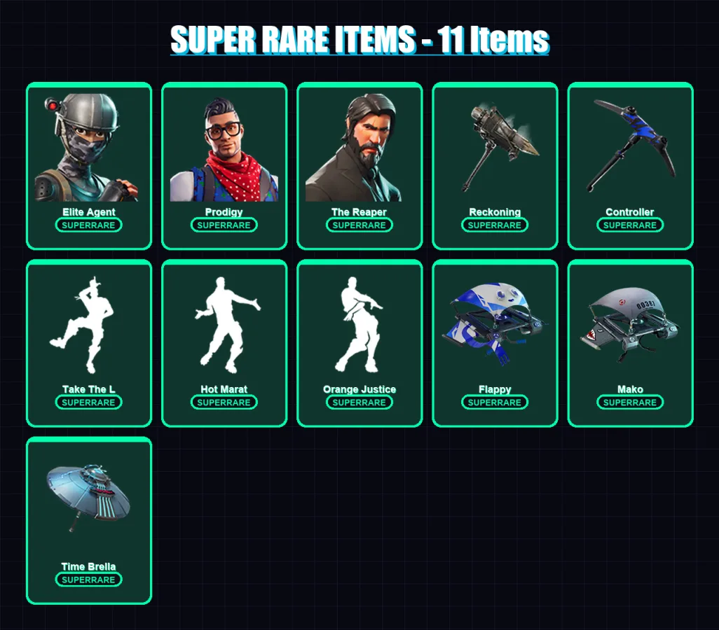 [PS4/PS5/XBOX/PC] | Elite Agent | Prodigy | The Reaper | Fade | Fusion | 82 skin | 63 pickaxe | 92 emote | 75 glider | Lv1219