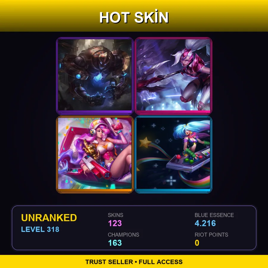 VN | Lv318 | Unranked | 123 Skin | 163 Champ