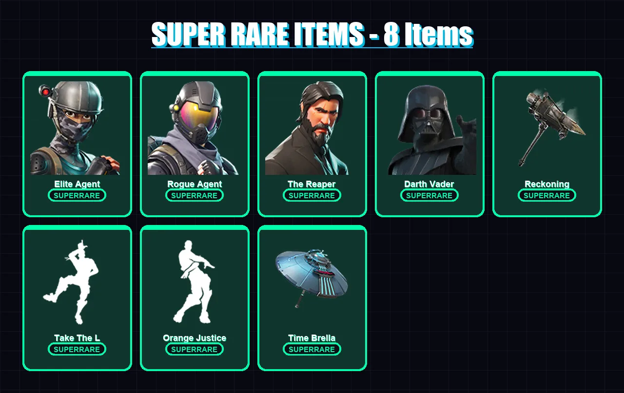 [PC/XBOX/PSN] | Elite Agent | Rogue Agent | The Reaper | Darth Vader | Snap | 152 skin | 182 pickaxe | 143 emote | 165 glider | Lv2387
