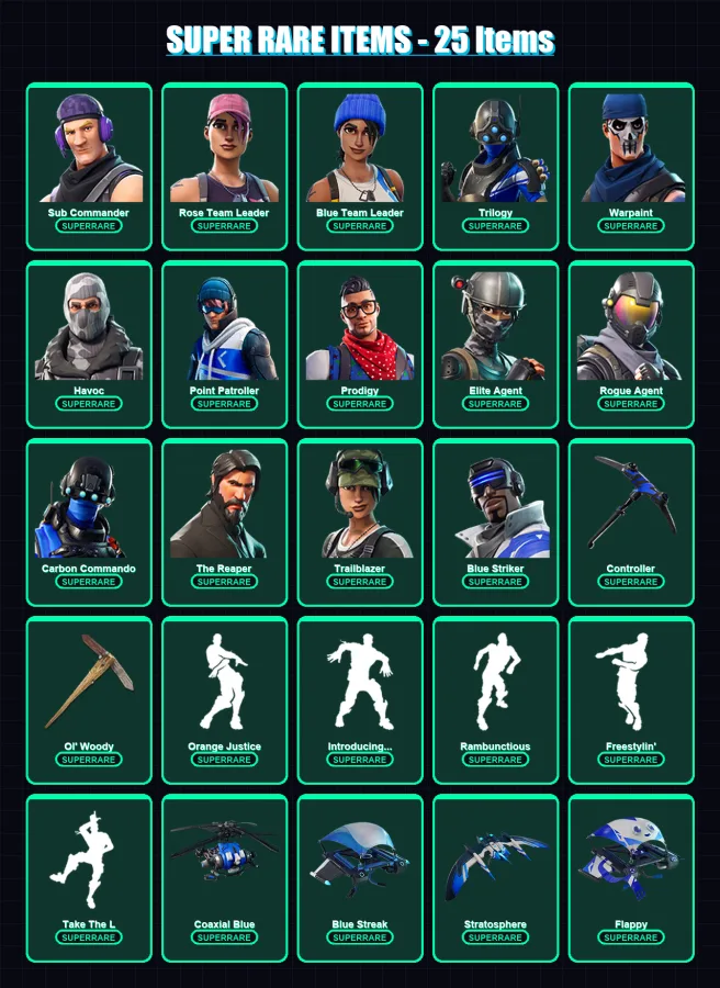 [PS4/PS5/XBOX/PC] | Sub Commander | Rose Team Leader | Blue Team Leader | Trilogy | Warpaint | 61 skin | 66 pickaxe | 67 emote | 62 glider | Lv871 — Fortnite account