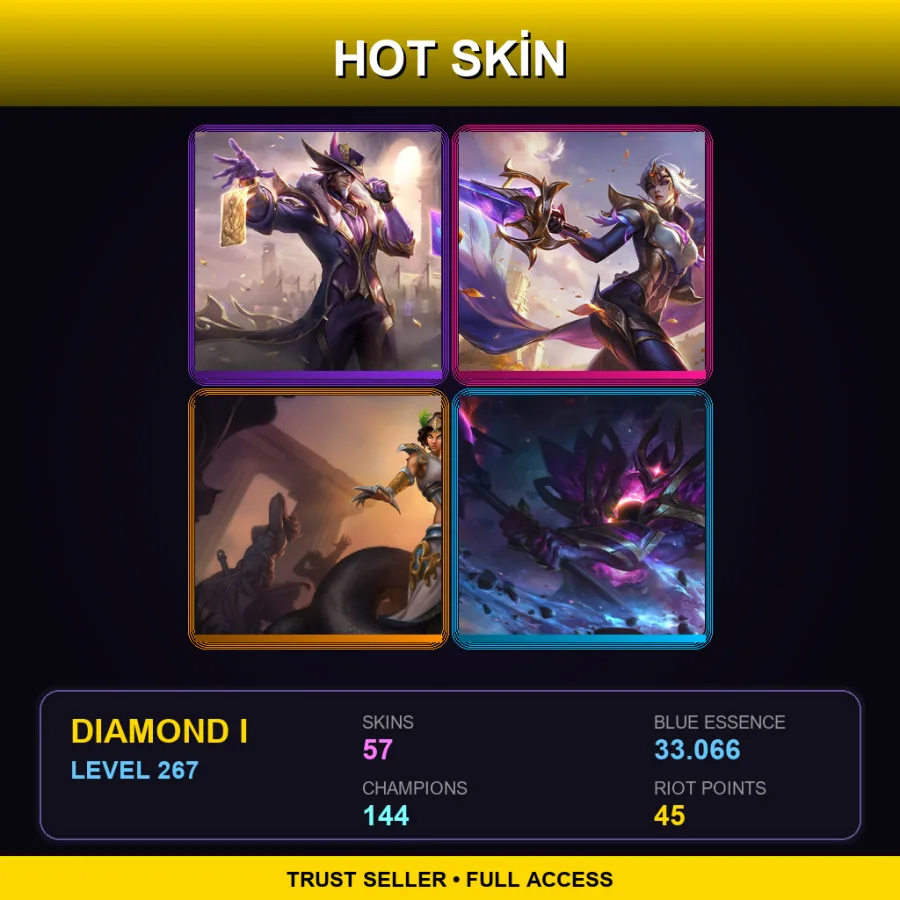 TR | Lv267 | Diamond I | 57 Skin | 144 Champ