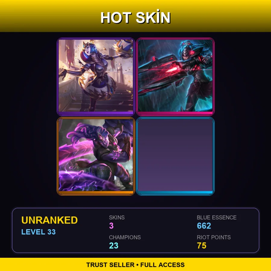 EUW | Lv33 | Unranked | 3 Skin | 23 Champ