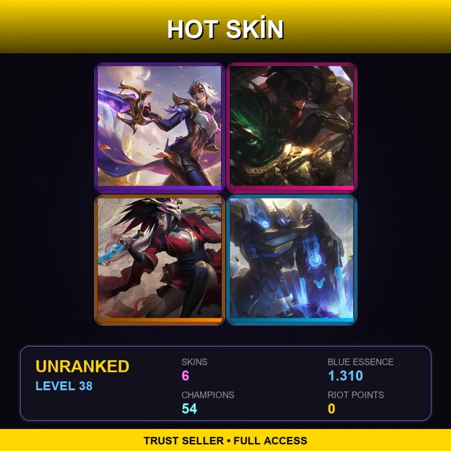 EUW | Lv38 | Unranked | 6 Skin | 54 Champ