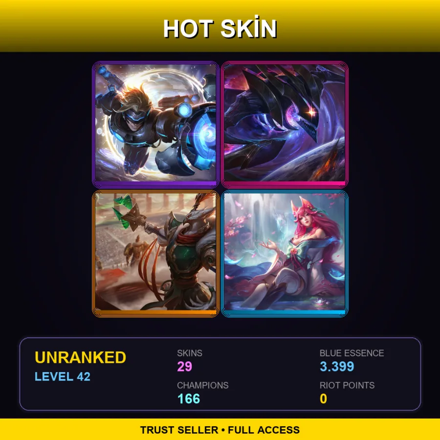 VN | Lv42 | Unranked | 29 Skin | 166 Champ