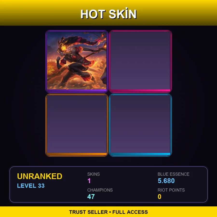EUW | Lv33 | Unranked | 1 Skin | 47 Champ
