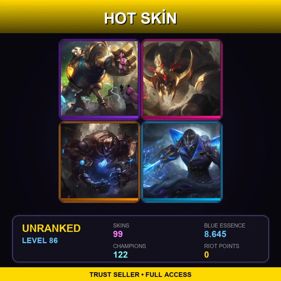 VN | Lv86 | Unranked | 99 Skin | 122 Champ — LoL account