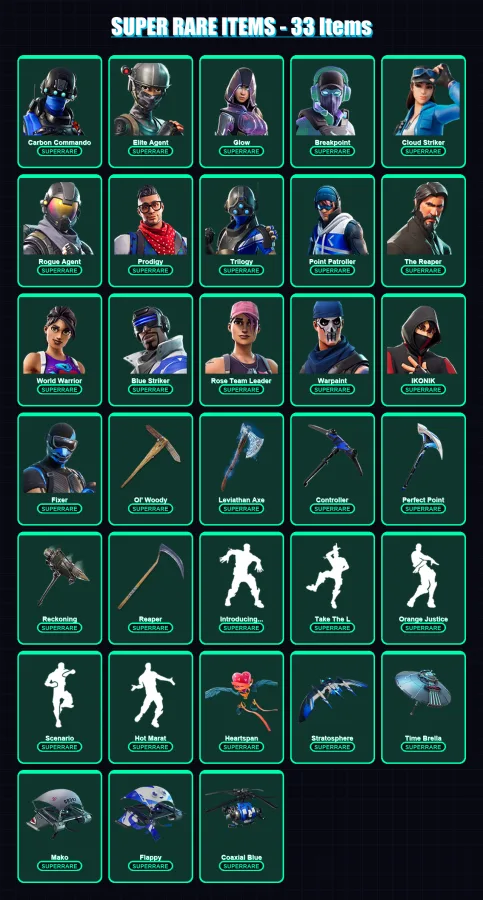 [PC/XBOX/PSN] | Carbon Commando | Elite Agent | Glow | Breakpoint | Cloud Striker | 324 skin | 281 pickaxe | 242 emote | 232 glider | Lv3388