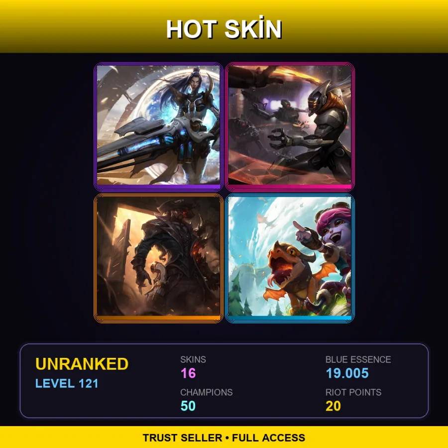 EUNE | Lv121 | Unranked | 16 Skin | 50 Champ
