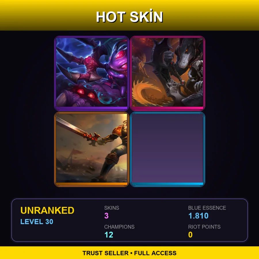 LAS | Void Fizz | Galactic Renekton | Sanguine Garen | 3 Skin | 12 Champ | Lv30