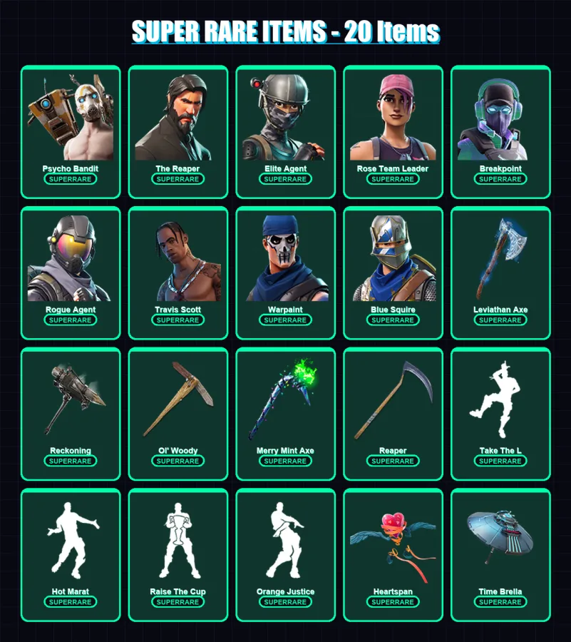 [PC/XBOX/PSN] | Psycho Bandit | The Reaper | Elite Agent | Rose Team Leader | Breakpoint | 516 skin | 405 pickaxe | 257 emote | 243 glider | Lv3373
