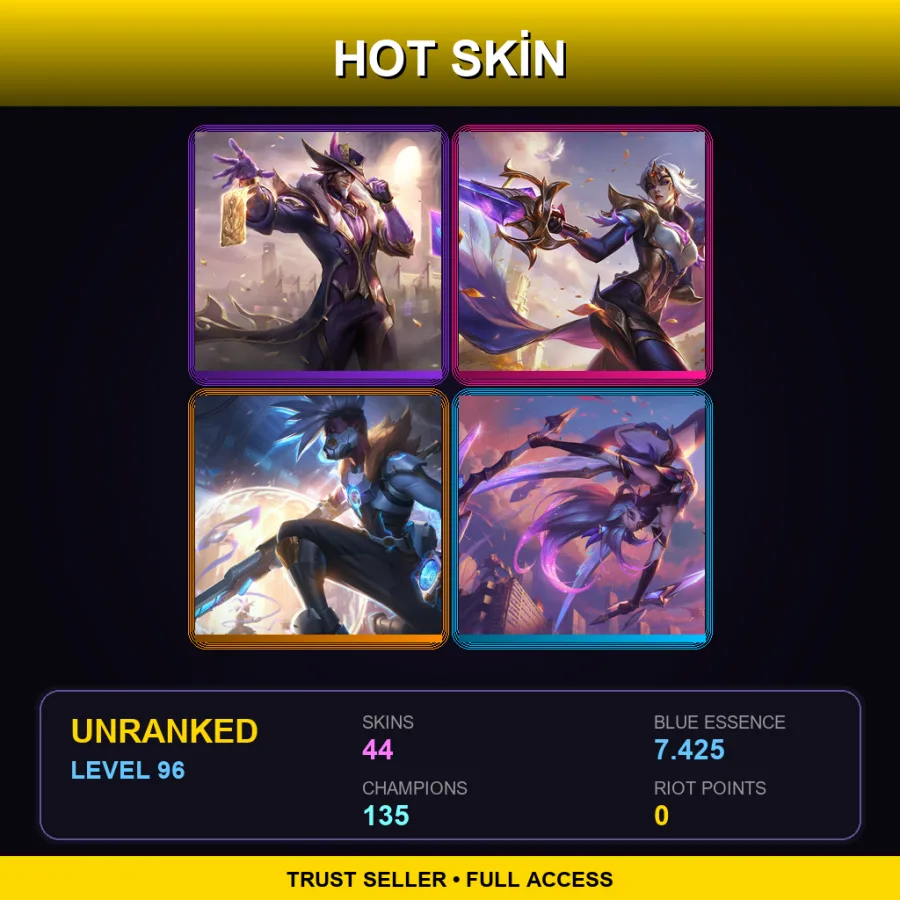 EUW | Lv96 | Unranked | 44 Skin | 135 Champ — Headless Hecarim