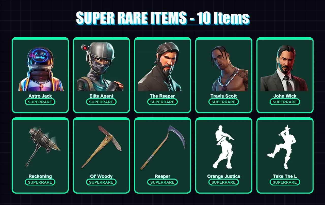 [PC/PSN] | Astro Jack | Elite Agent | The Reaper | Travis Scott | John Wick | 142 skin | 110 pickaxe | 117 emote | 95 glider | Lv1237