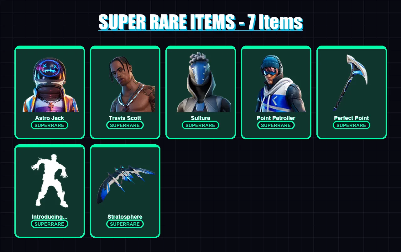 [PC] | Astro Jack | Travis Scott | Sultura | Point Patroller | Crackshot | 41 skin | 51 pickaxe | 56 emote | 41 glider | Lv674 — Fortnite account