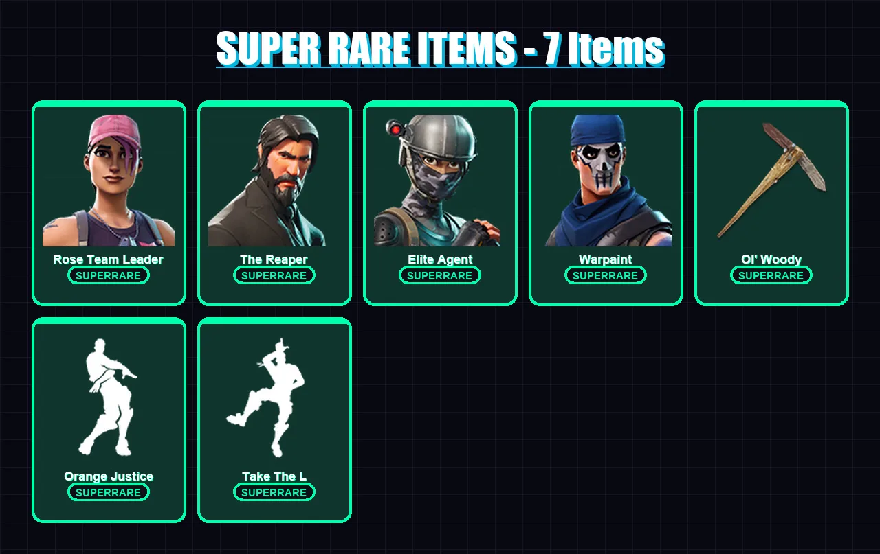 [PC/XBOX] | Rose Team Leader | The Reaper | Elite Agent | Warpaint | Carbide | 27 skin | 23 pickaxe | 26 emote | 23 glider | Lv354
