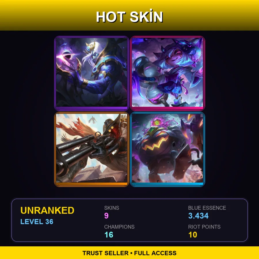 EUNE | Lv36 | Unranked | 9 Skin | 16 Champ
