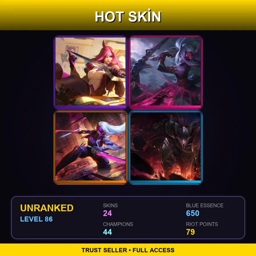 EUNE | Lv86 | Unranked | 24 Skin | 44 Champ — LoL account