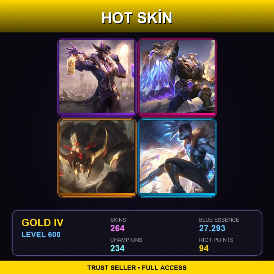 EUNE | Lv600 | Gold IV | 264 Skin | 234 Champ