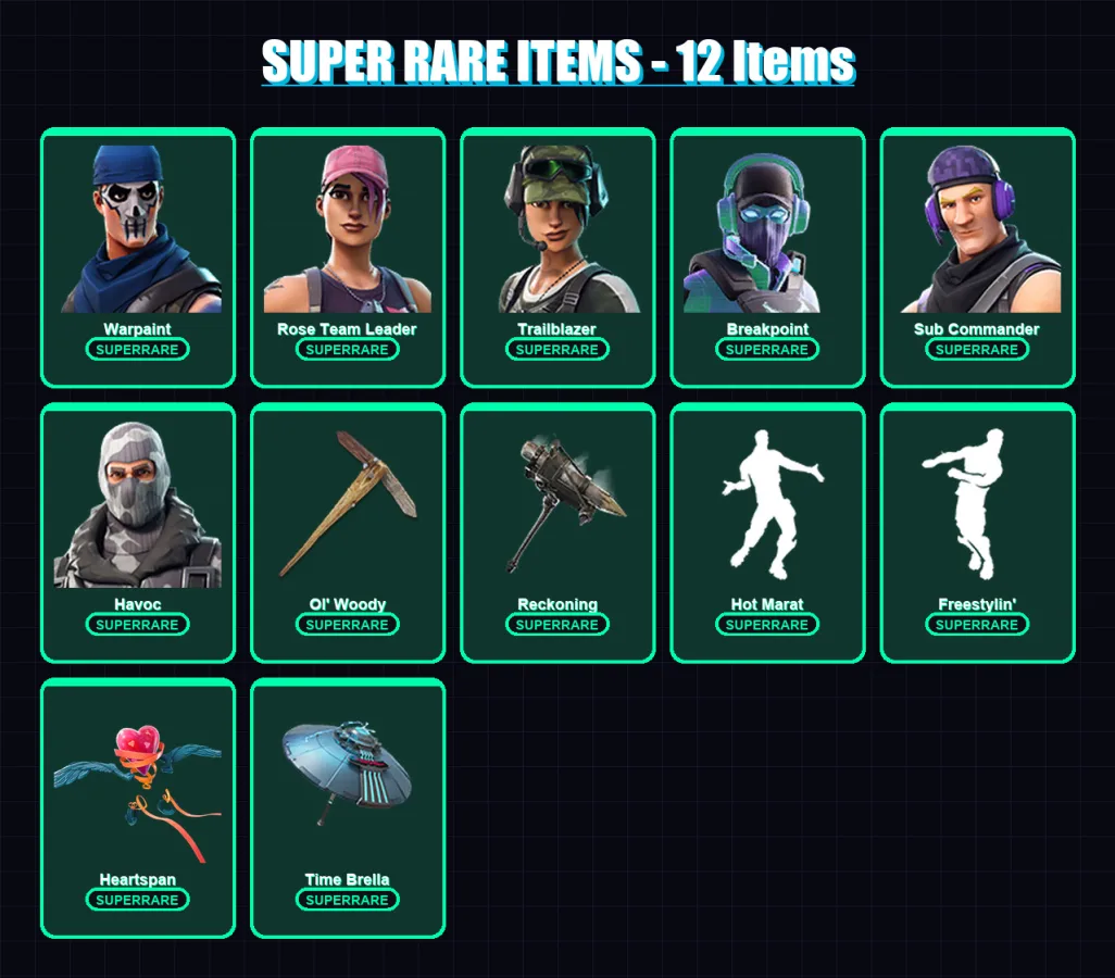 [PC/XBOX/PSN] | Warpaint | Rose Team Leader | Trailblazer | Breakpoint | Sub Commander | 91 skin | 106 pickaxe | 95 emote | 102 glider | Lv1208 — Game account