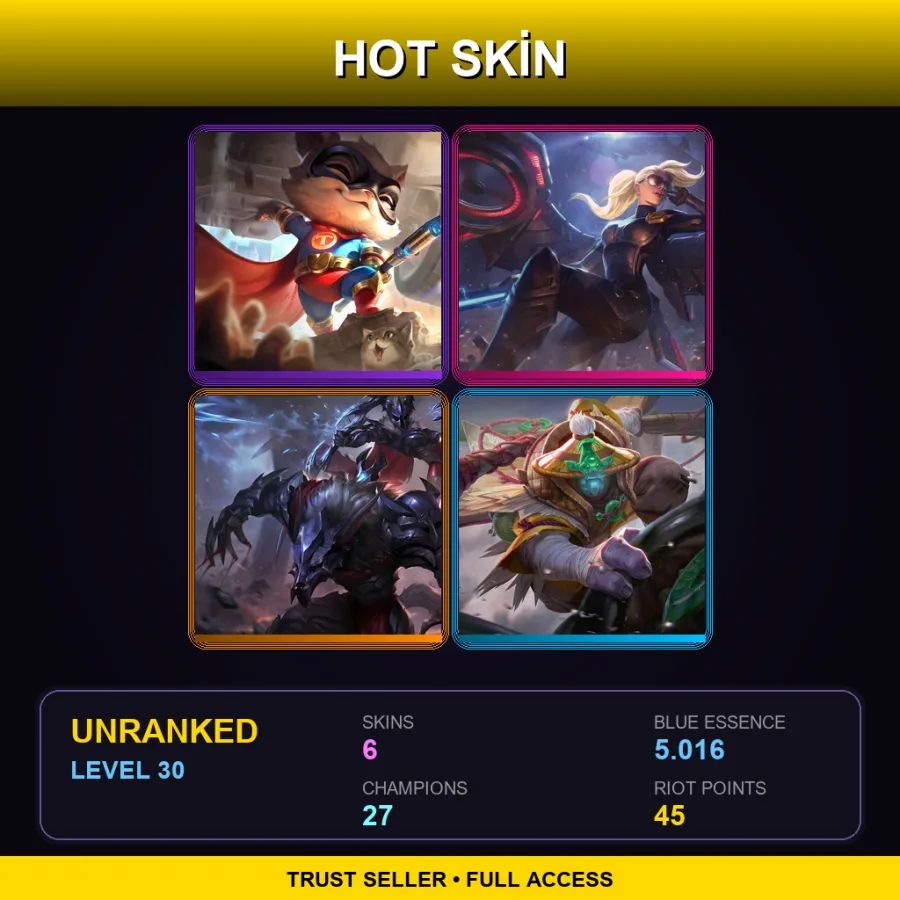 RU | Lv30 | Unranked | 6 Skin | 27 Champ