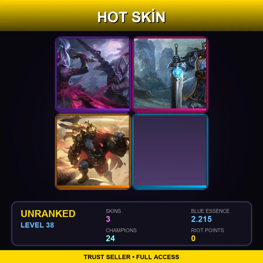 NA | Lv38 | Unranked | 3 Skin | 24 Champ