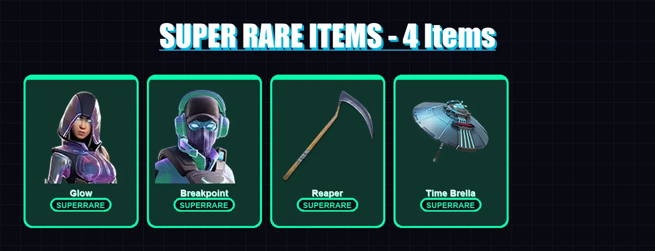 [PC] | Glow | Breakpoint | Sorana | Valeria | Mizuki | 108 skin | 128 pickaxe | 118 emote | 122 glider | Lv1819