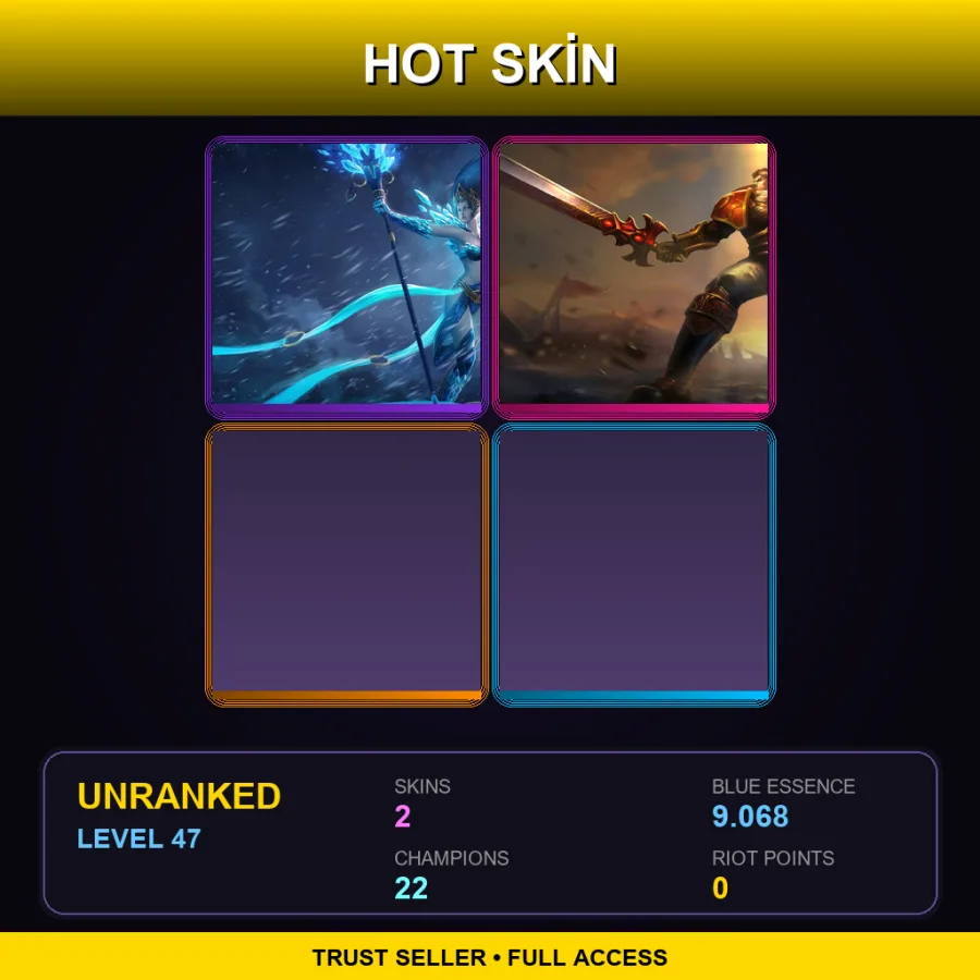 LAN | Lv47 | Unranked | 2 Skin | 22 Champ — LoL account