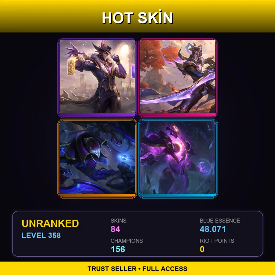 EUW | Lv358 | Unranked | 84 Skin | 156 Champ