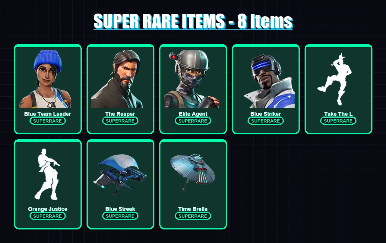 [PS4/PS5/XBOX/PC] | Blue Team Leader | The Reaper | Elite Agent | Blue Striker | Hades | 52 skin | 60 pickaxe | 68 emote | 55 glider | Lv953