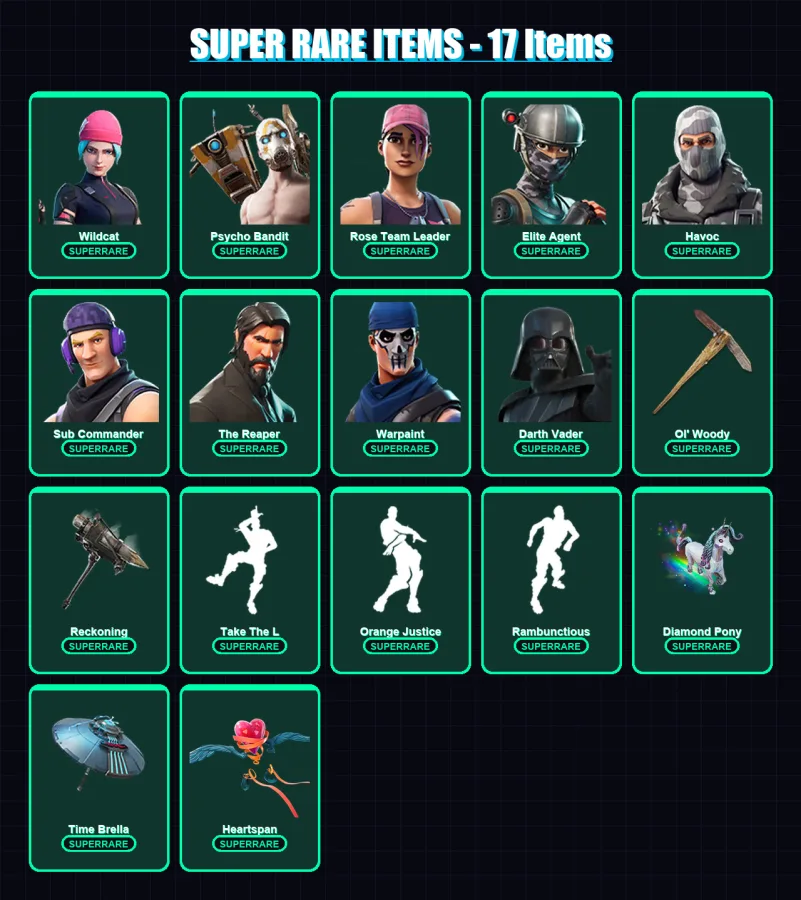 [PC/XBOX] | Wildcat | Psycho Bandit | Rose Team Leader | Elite Agent | Havoc | 302 skin | 246 pickaxe | 169 emote | 202 glider | Lv2539