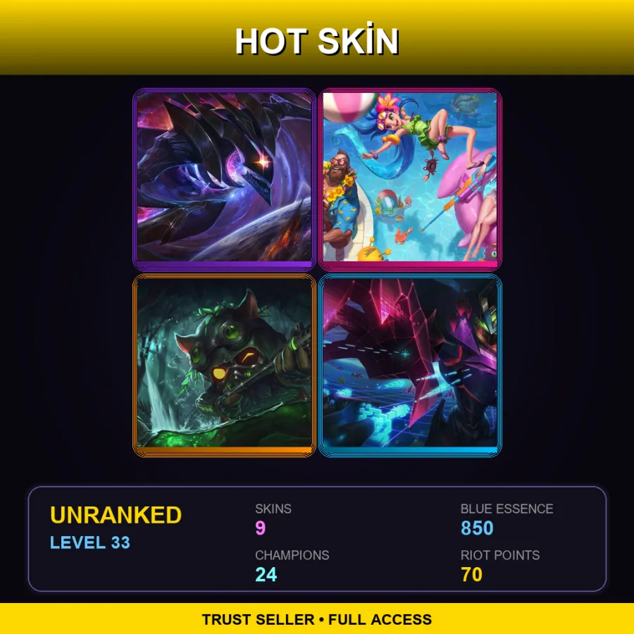 NA | Lv33 | Unranked | 9 Skin | 24 Champ