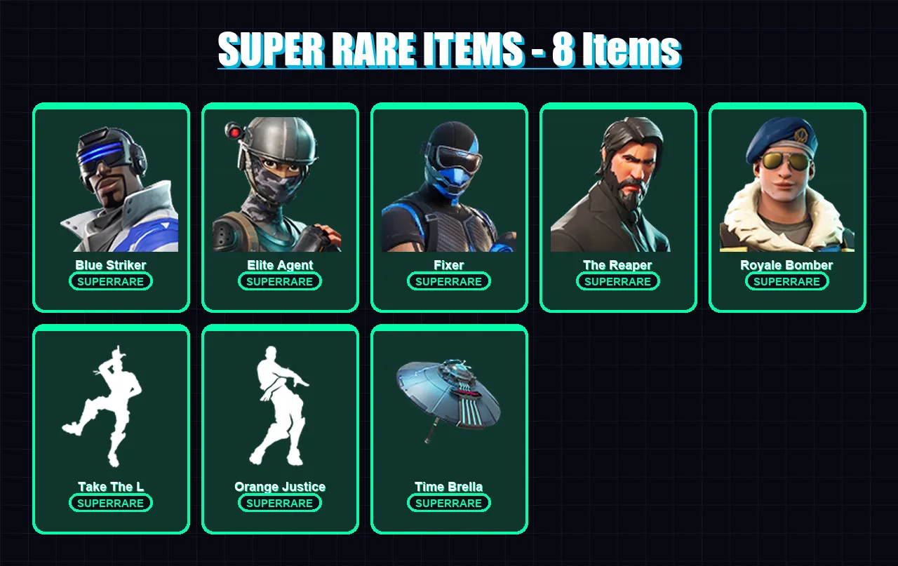 [PS4/PS5/XBOX/PC] | Blue Striker | Elite Agent | Fixer | The Reaper | Royale Bomber | 54 skin | 56 pickaxe | 61 emote | 62 glider | Lv996