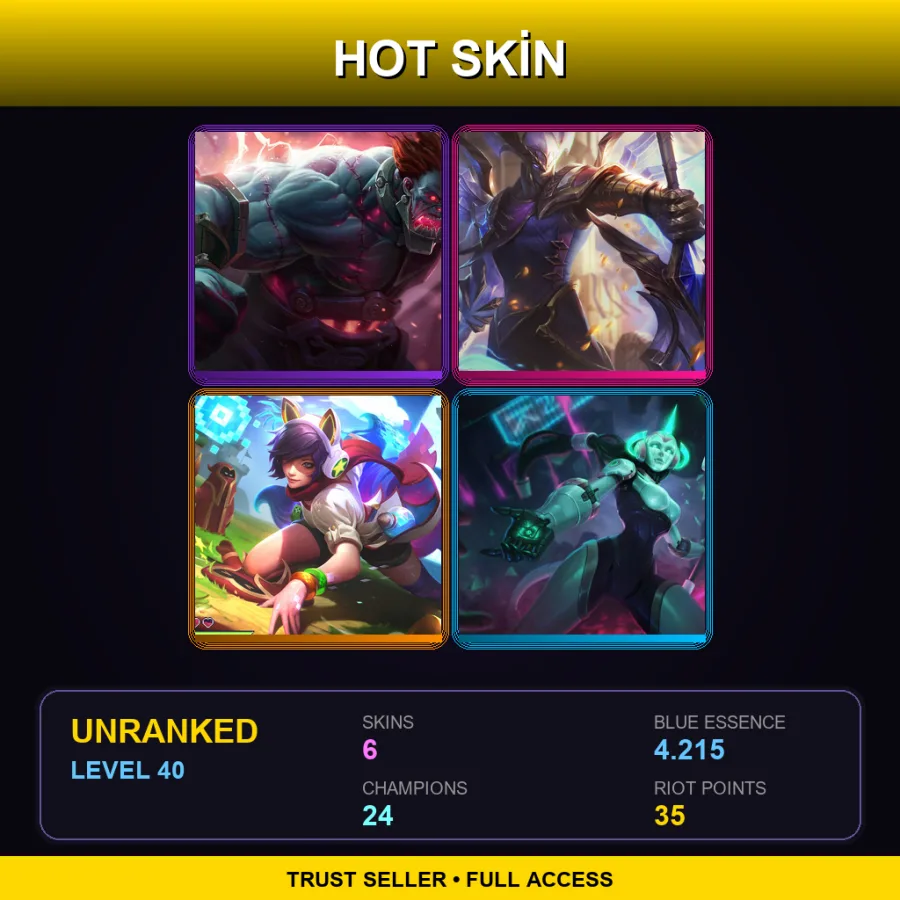 LAN | Lv40 | Unranked | 6 Skin | 24 Champ — Hextech Sion