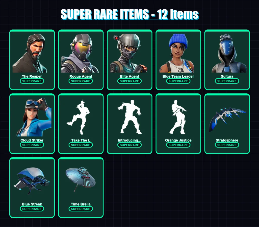 [PS4/PS5/XBOX/PC] | The Reaper | Rogue Agent | Midas | Lara Croft | Elite Agent | 86 skin | 115 pickaxe | 118 emote | 107 glider | Lv1800