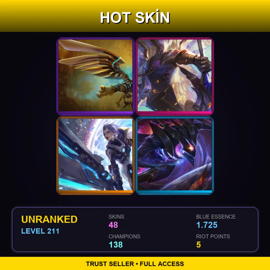 TR | Lv211 | Unranked | 48 Skin | 138 Champ — LoL account