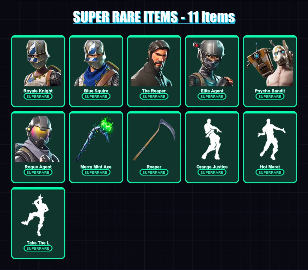 [PC/XBOX/PSN] | Royale Knight | Blue Squire | The Reaper | Elite Agent | Psycho Bandit | 110 skin | 118 pickaxe | 91 emote | 89 glider | Lv1568 — Fortnite account