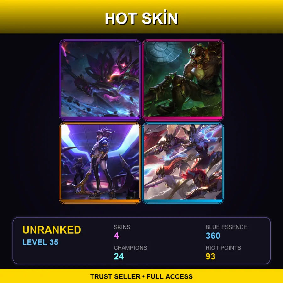 EUNE | Lv35 | Unranked | 4 Skin | 24 Champ