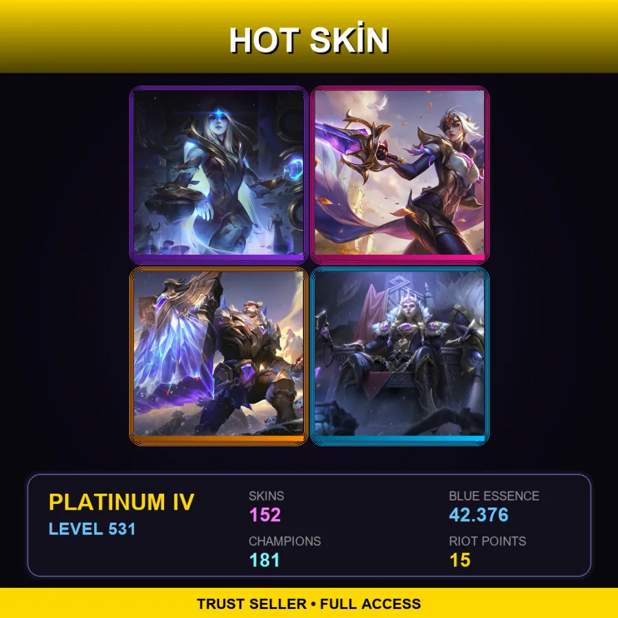 EUW | Lv531 | Platinum IV | 152 Skin | 181 Champ