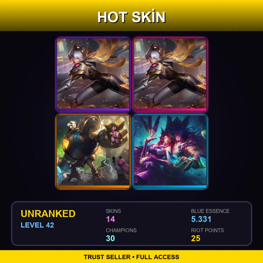 LAN | Lv42 | Unranked | 14 Skin | 30 Champ — LoL account