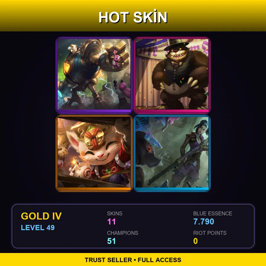 LAS | Lv49 | Gold IV | 11 Skin | 51 Champ — LoL account