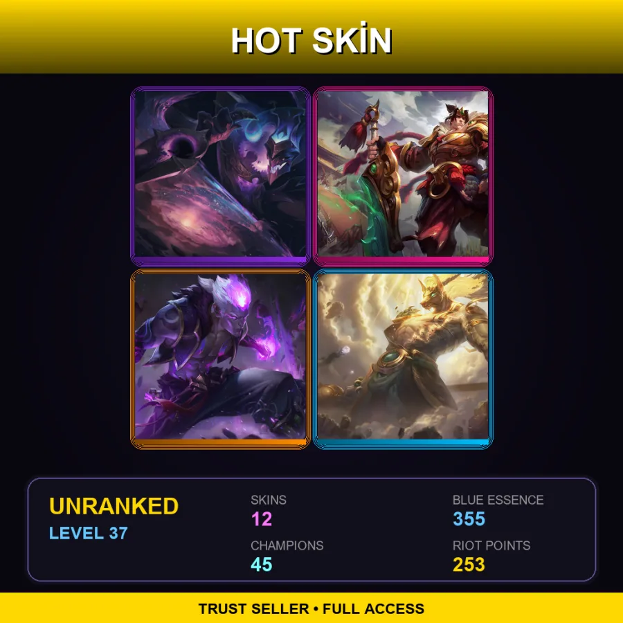 LAS | Lv37 | Unranked | 12 Skin | 45 Champ — LoL account