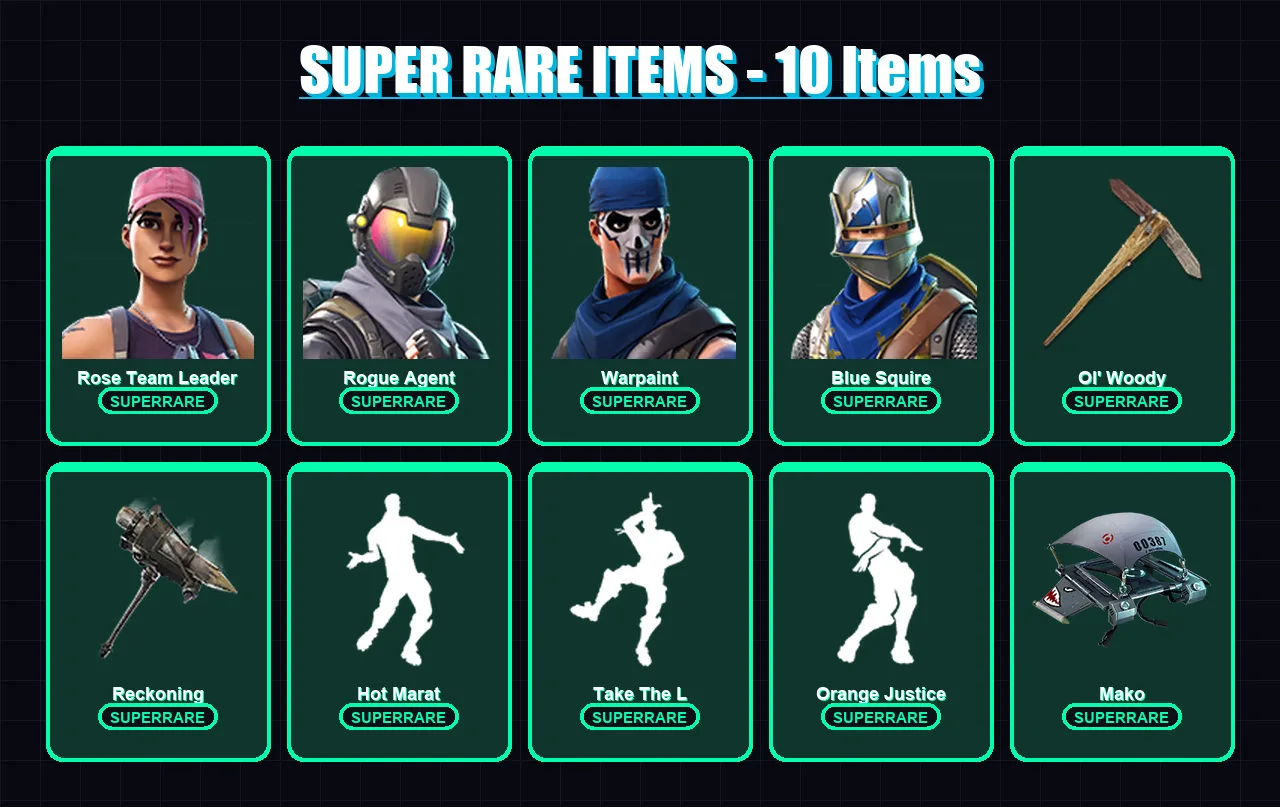 [PC/PSN] | Rose Team Leader | Rogue Agent | Warpaint | Blue Squire | Calamity | 71 skin | 86 pickaxe | 58 emote | 63 glider | Lv879