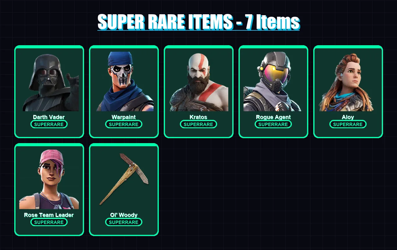 [PC/PSN] | Darth Vader | Warpaint | Kratos | Rogue Agent | Aloy | 113 skin | 136 pickaxe | 102 emote | 112 glider | Lv1563