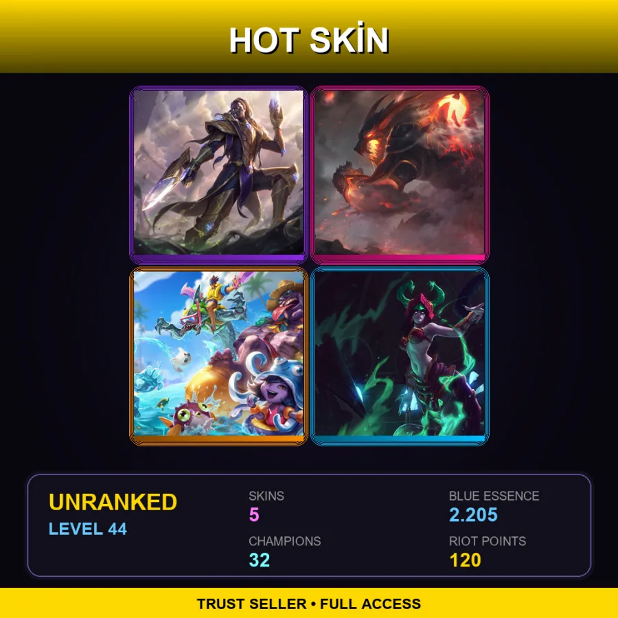 EUNE | Lv44 | Unranked | 5 Skin | 32 Champ