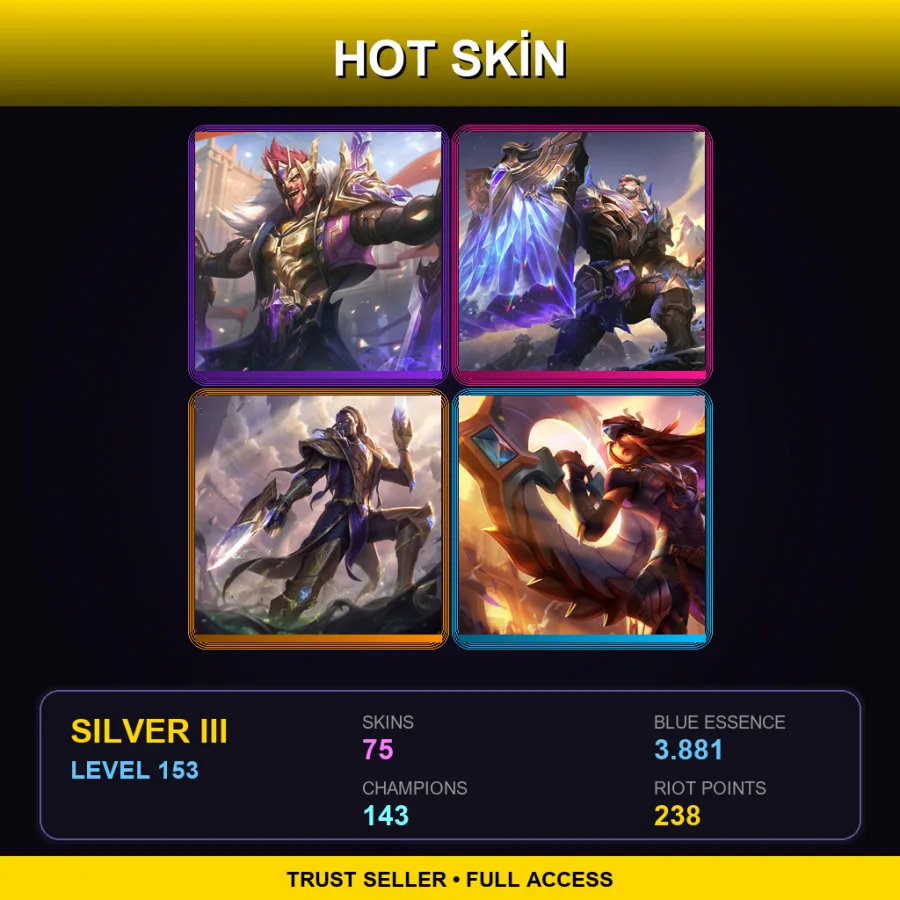 TW | Lv153 | Silver III | 75 Skin | 143 Champ — LoL account