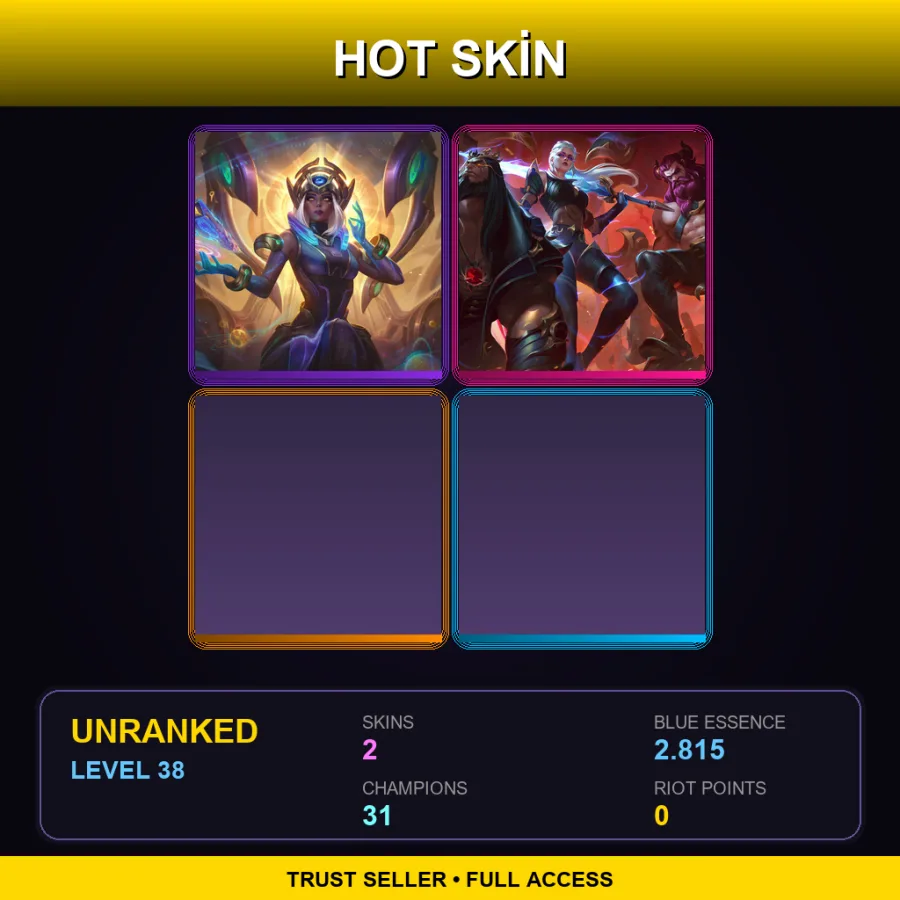 EUNE | Lv38 | Unranked | 2 Skin | 31 Champ — LoL account