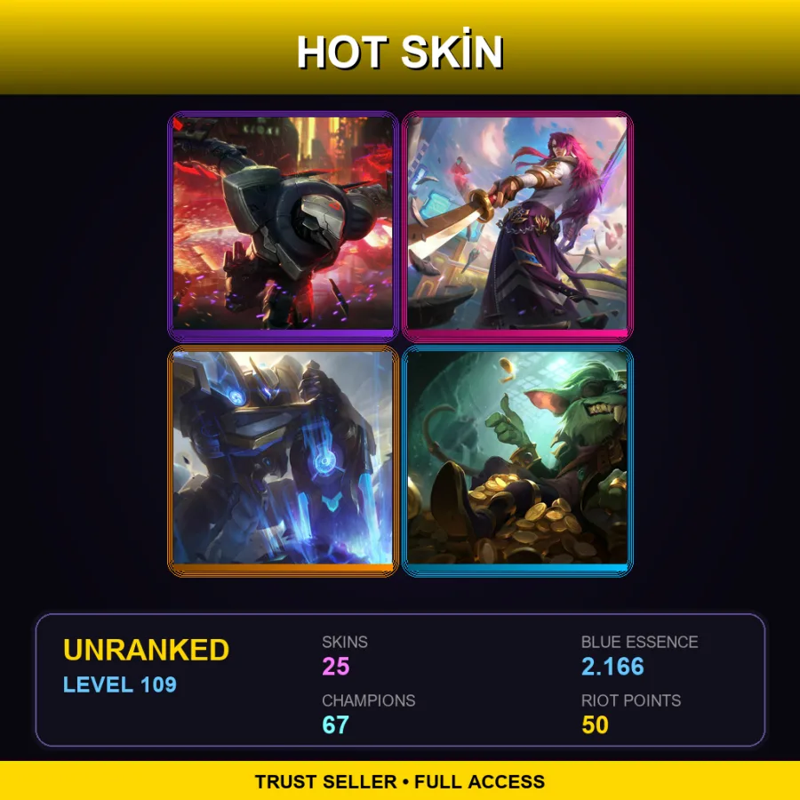 LAS | Lv109 | Unranked | 25 Skin | 67 Champ — Nightbringer Yasuo