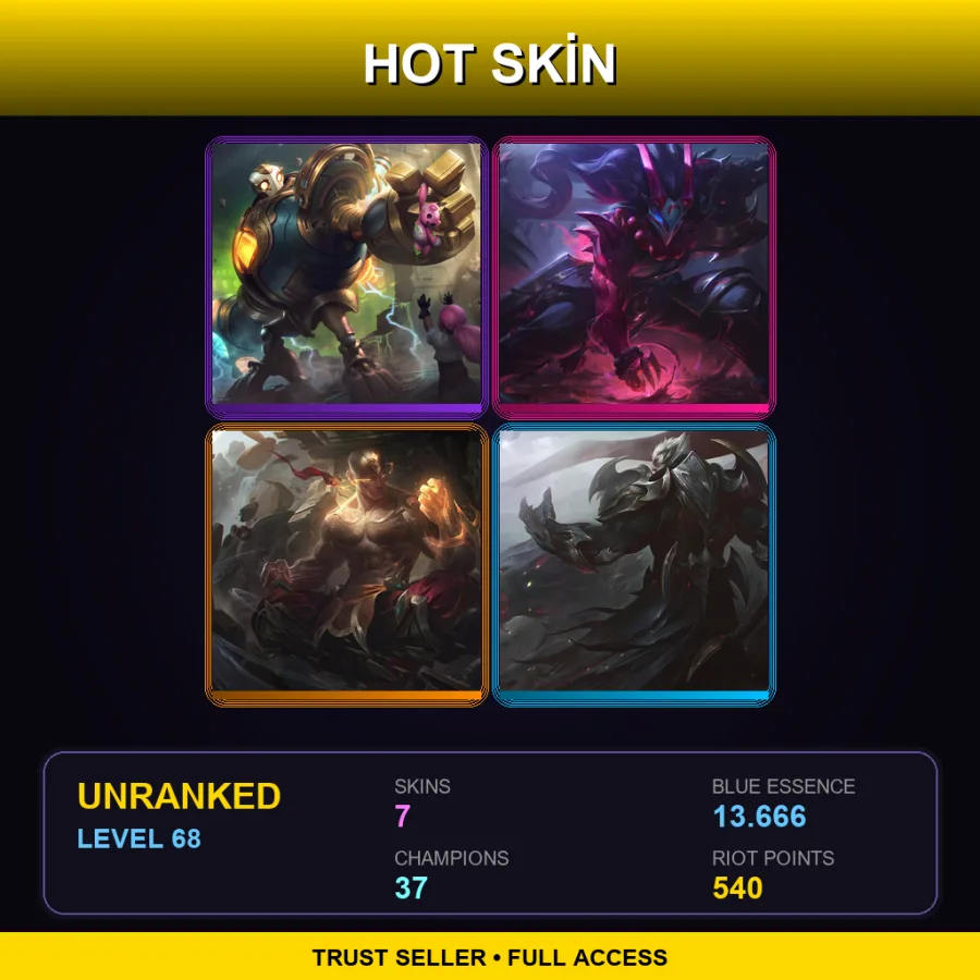LAN | Lv68 | Unranked | 7 Skin | 37 Champ — Unranked / Smurf League of Legends