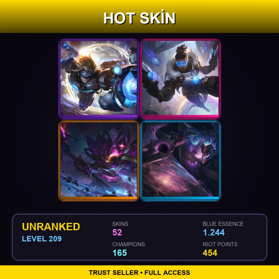 TR | Lv209 | Unranked | 52 Skin | 165 Champ — LoL account