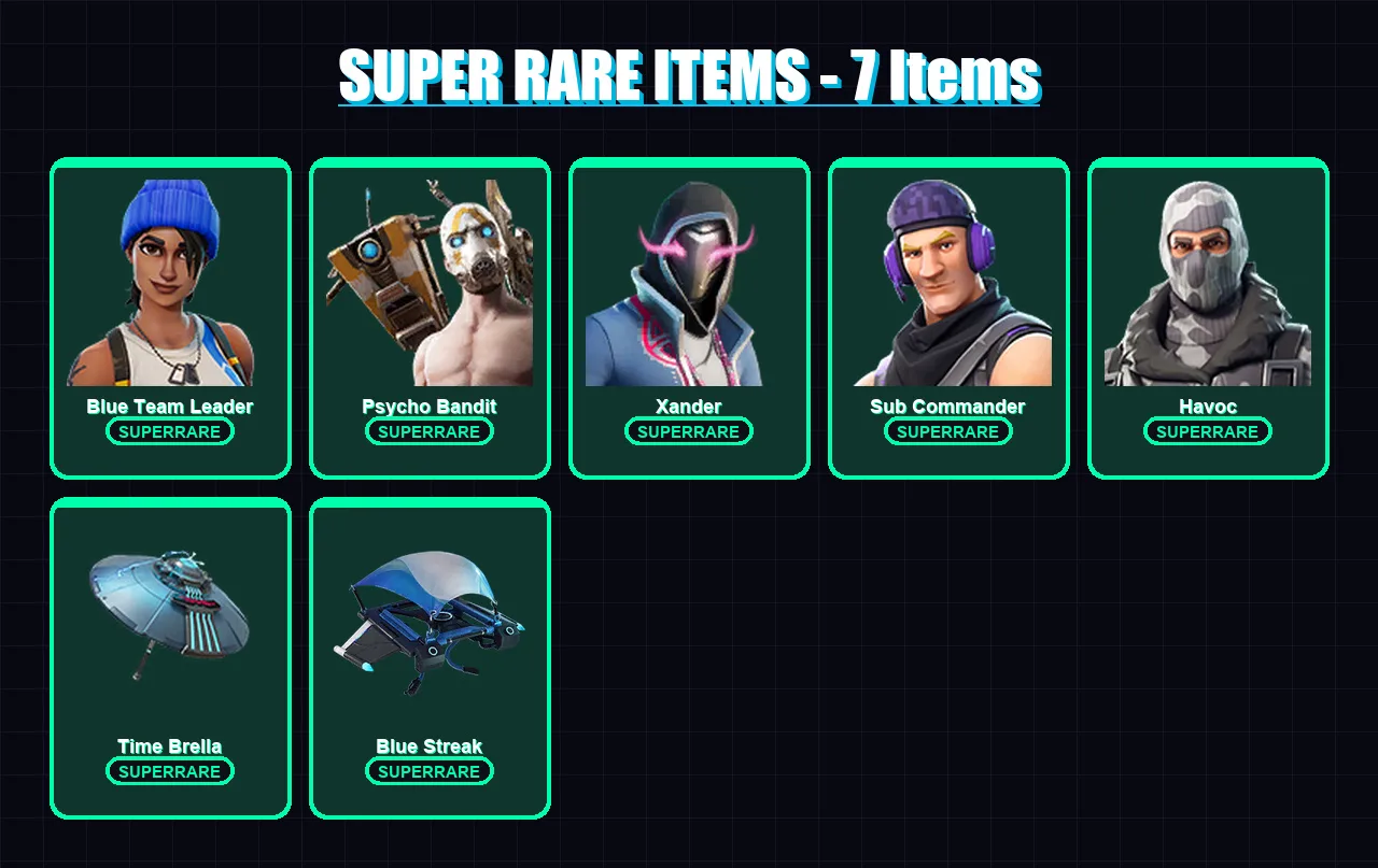 [PS4/PS5/XBOX/PC] | Blue Team Leader | Psycho Bandit | Xander | Sub Commander | Havoc | 39 skin | 95 pickaxe | 61 emote | 80 glider | Lv1432